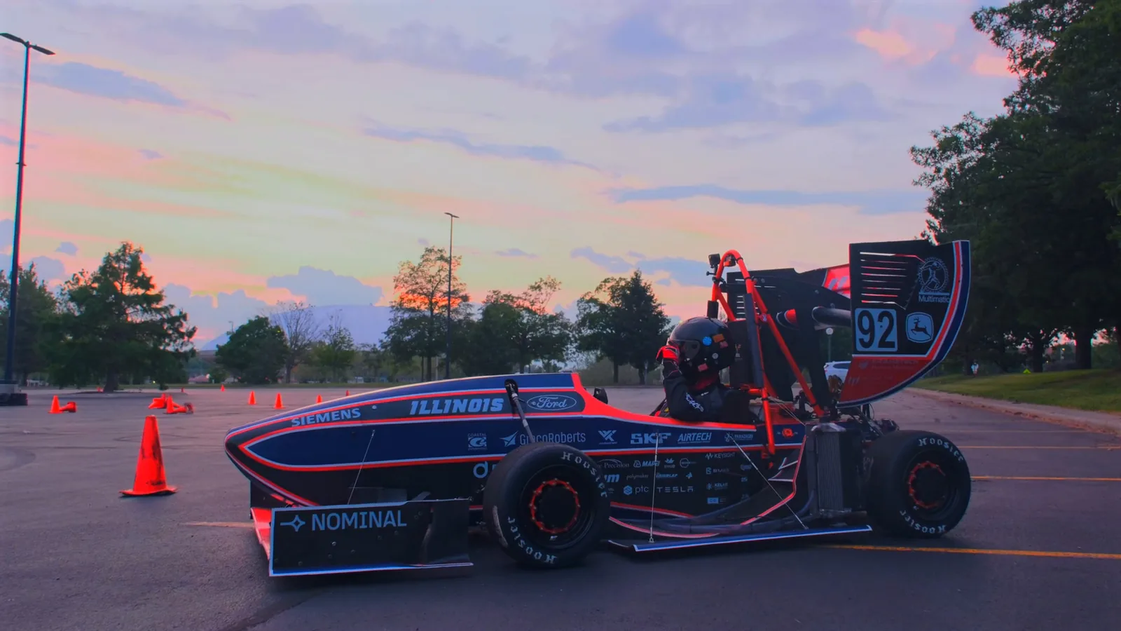Illini Electric Motorsports Formula SAE car at an outdoor test session