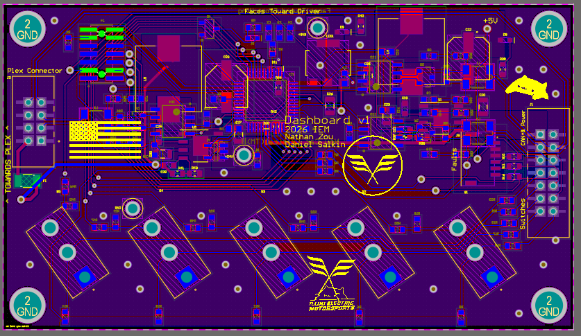 Purple Dash PCB layout showing routing, component placement, and the cockpit packaging constraints