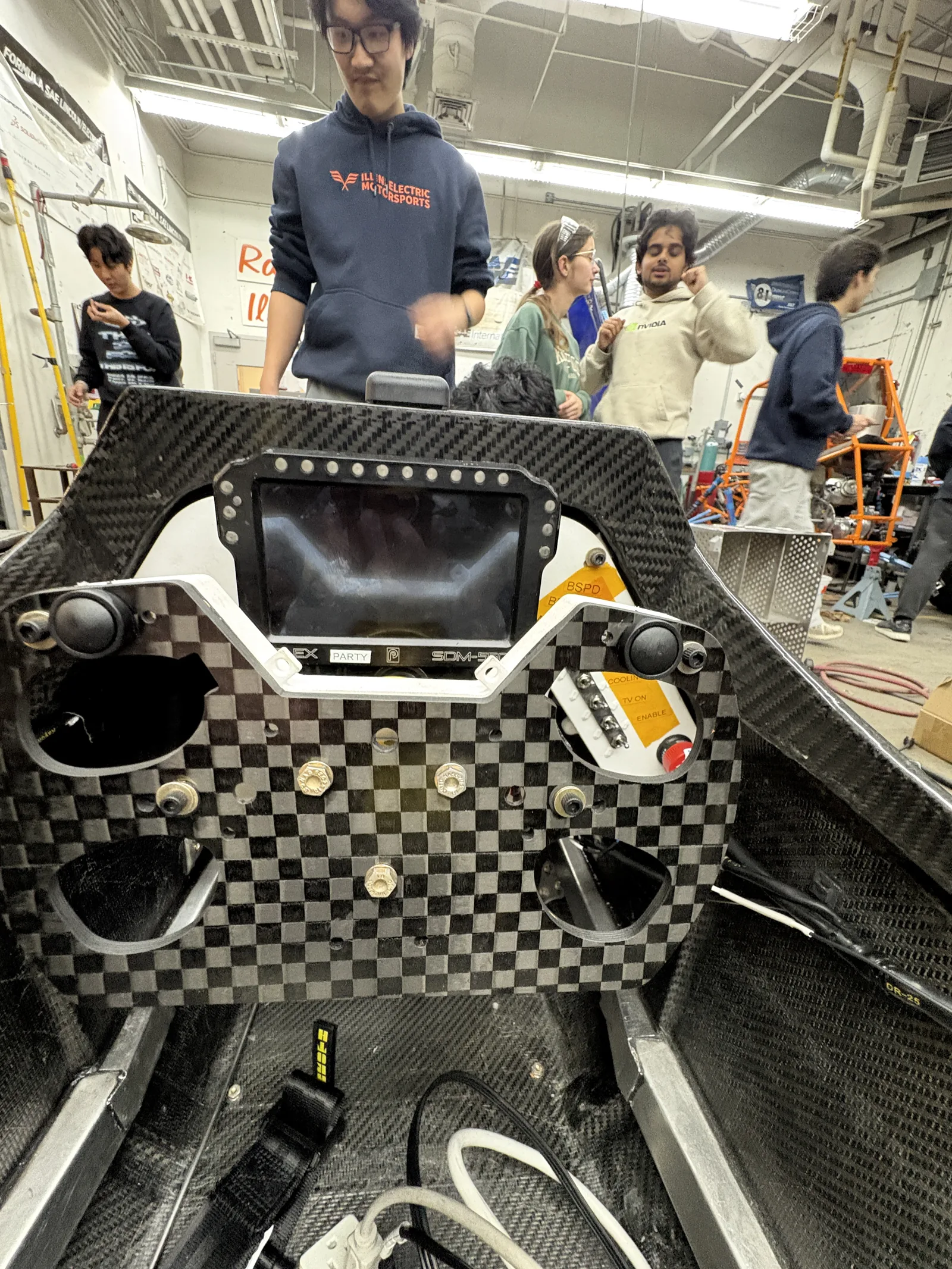 PLEX driver display and controls in the Formula SAE cockpit